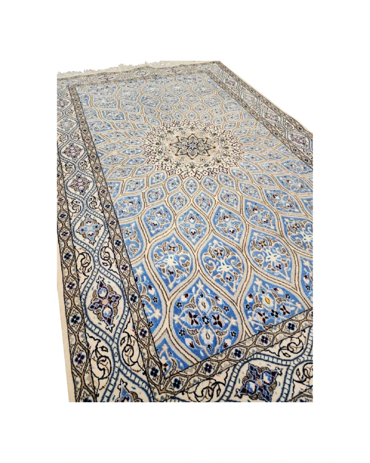 Handmade Blue Gonbad Persian Nain Area Rug 321231